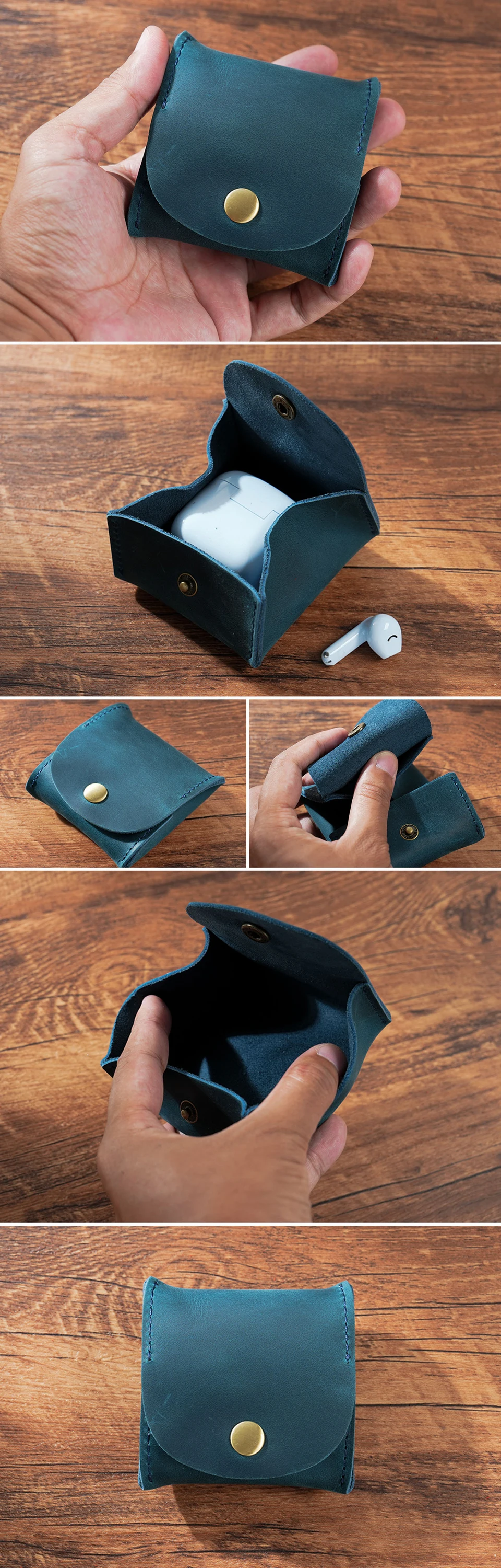 Leather Snap Closure Wallet Mini Coin Purse Money Bag Vintage Key Holder