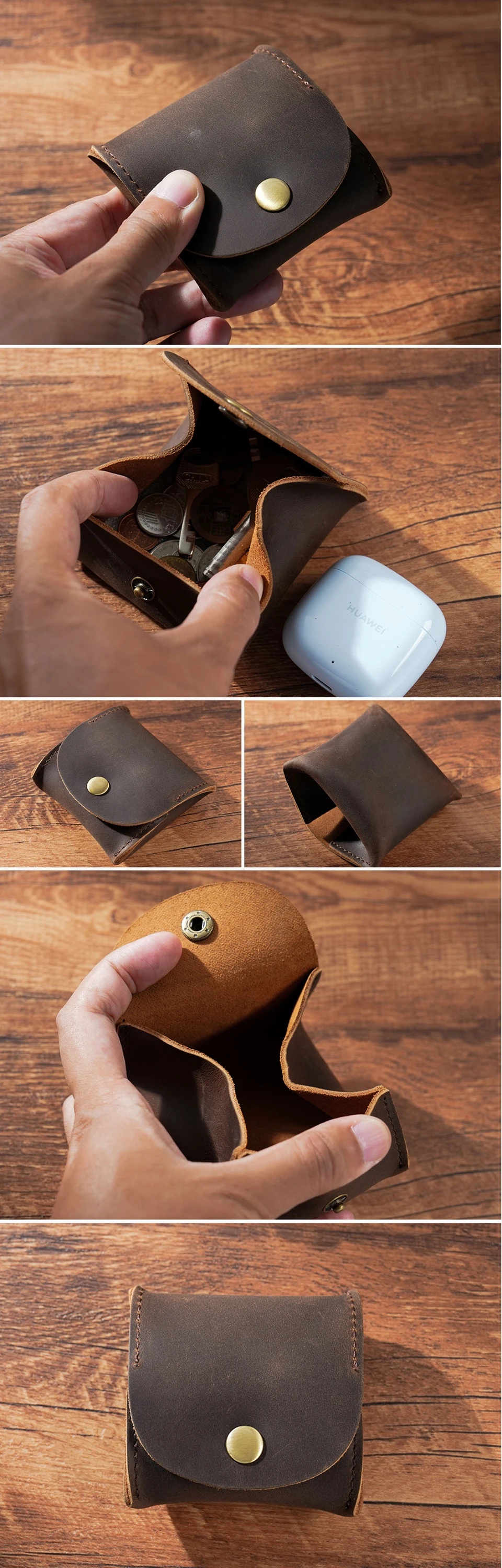 Leather Snap Closure Wallet Mini Coin Purse Money Bag Vintage Key Holder