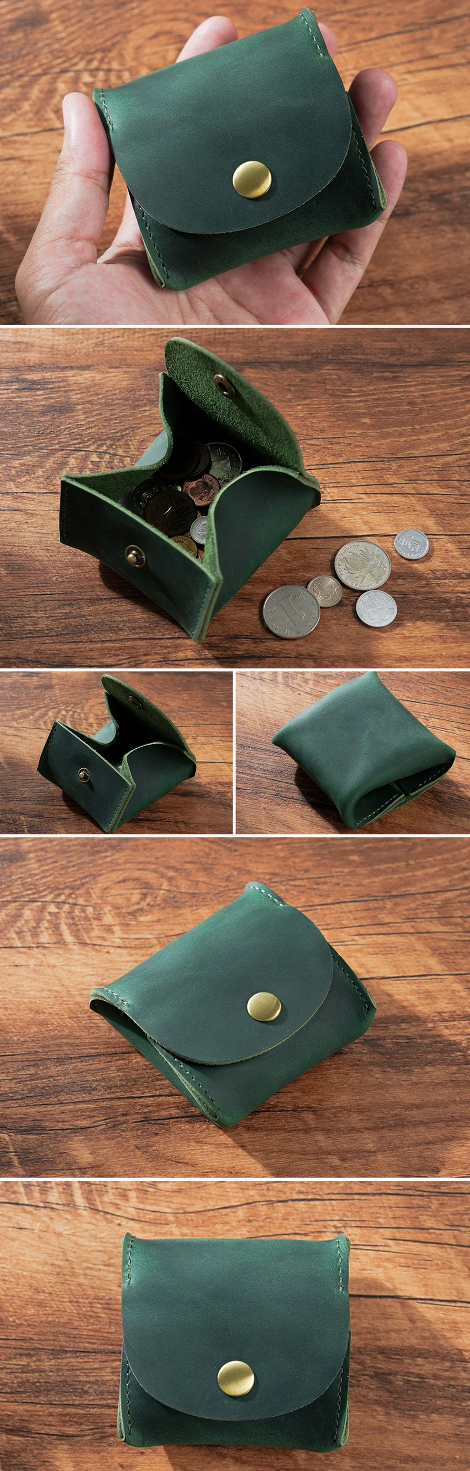 Leather Snap Closure Wallet Mini Coin Purse Money Bag Vintage Key Holder