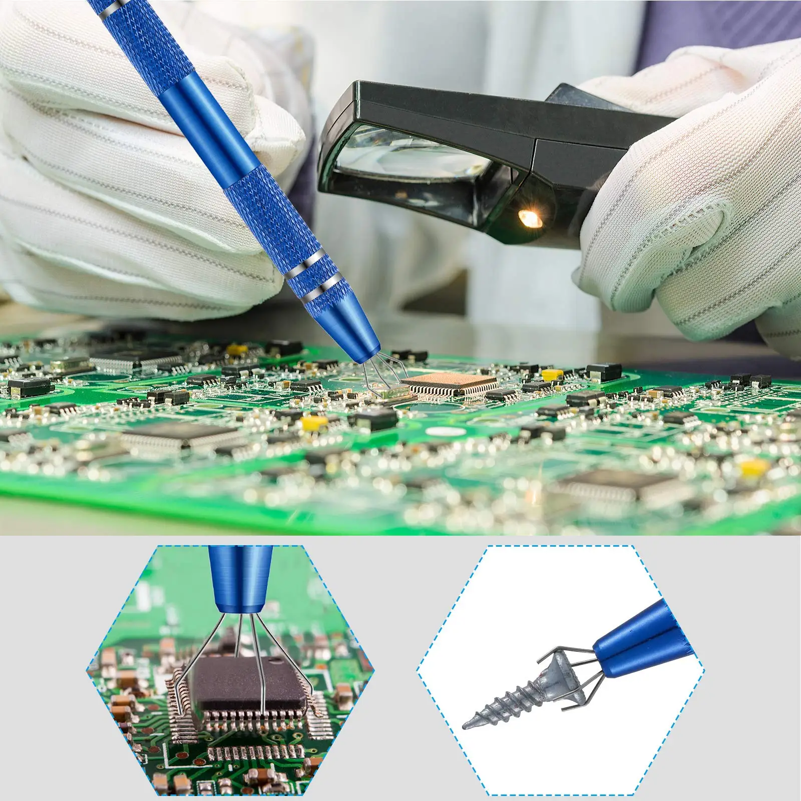 Professional 4 Claws Tweezers IC Extractor Jewelry Tweezers Precision Parts Clamp Tweezers Electronic Component Pick Up Puller