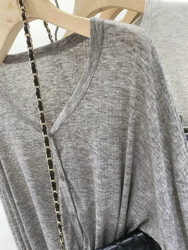Women's Cardigan New V-neck Long Sleeved Female Shirt Female Jumpers Sun Protection Woman Top Spring Summer Knitted Cardigan