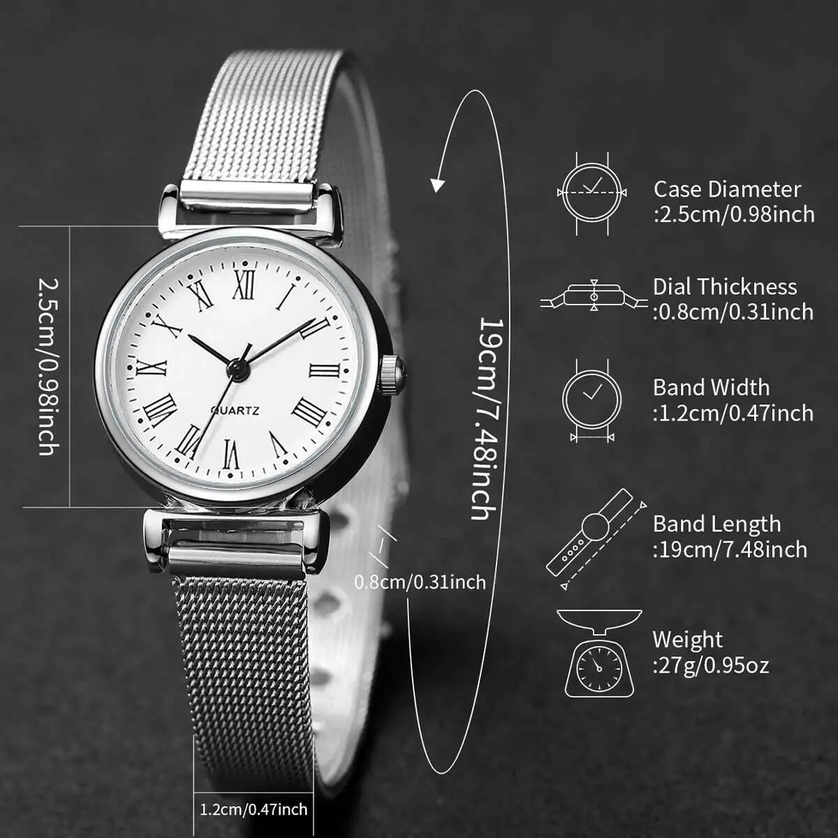 Fashion Roma Dial Women Quartz Watch Casual Mesh Band Ladies Wristwatches Reloj Mujer(Without Box)