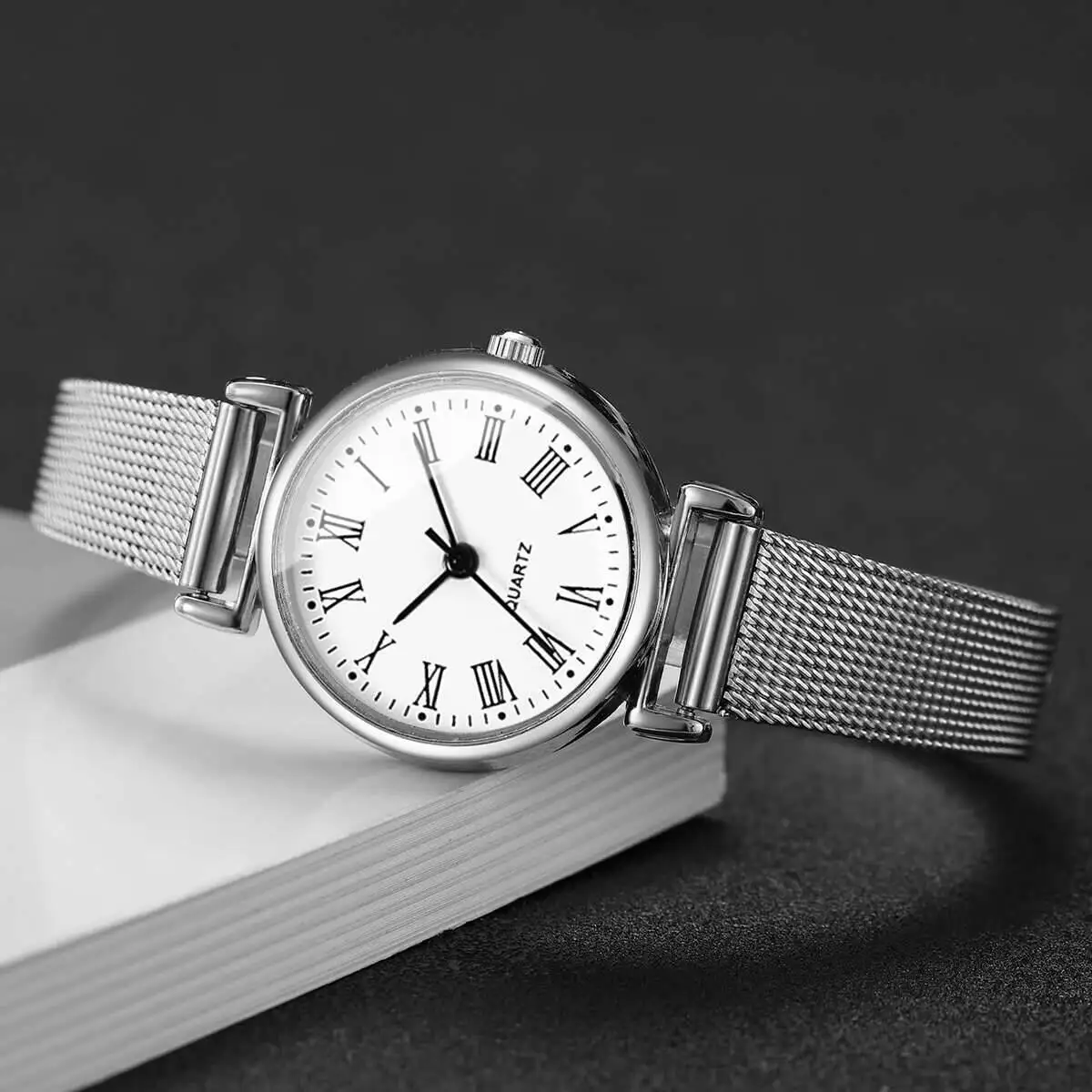 Fashion Roma Dial Women Quartz Watch Casual Mesh Band Ladies Wristwatches Reloj Mujer(Without Box)