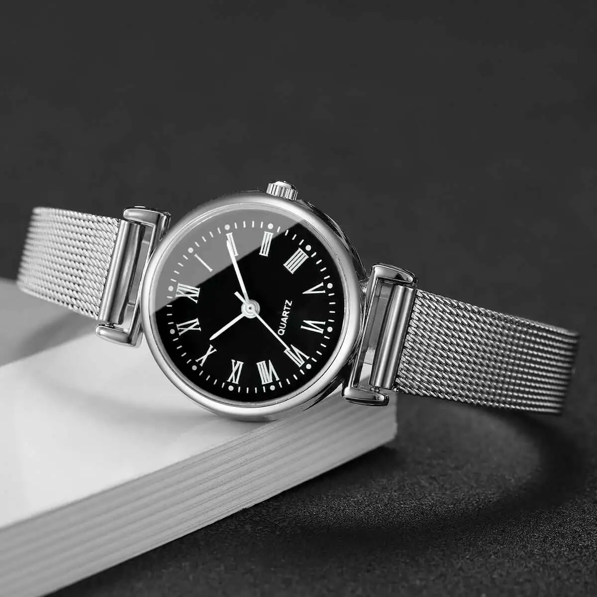 Fashion Roma Dial Women Quartz Watch Casual Mesh Band Ladies Wristwatches Reloj Mujer(Without Box)