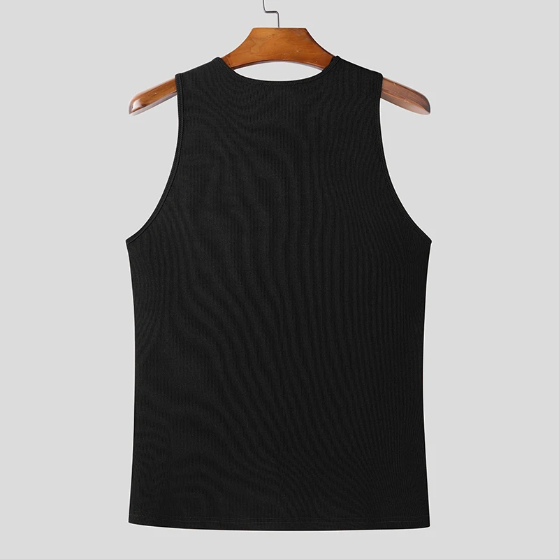 INCERUN Men Tank Tops Solid Color Knitted Zipper Sleeveless Male Vests Summer Streetwear Skinny 2025 Fashion Men Clothing S-3XL