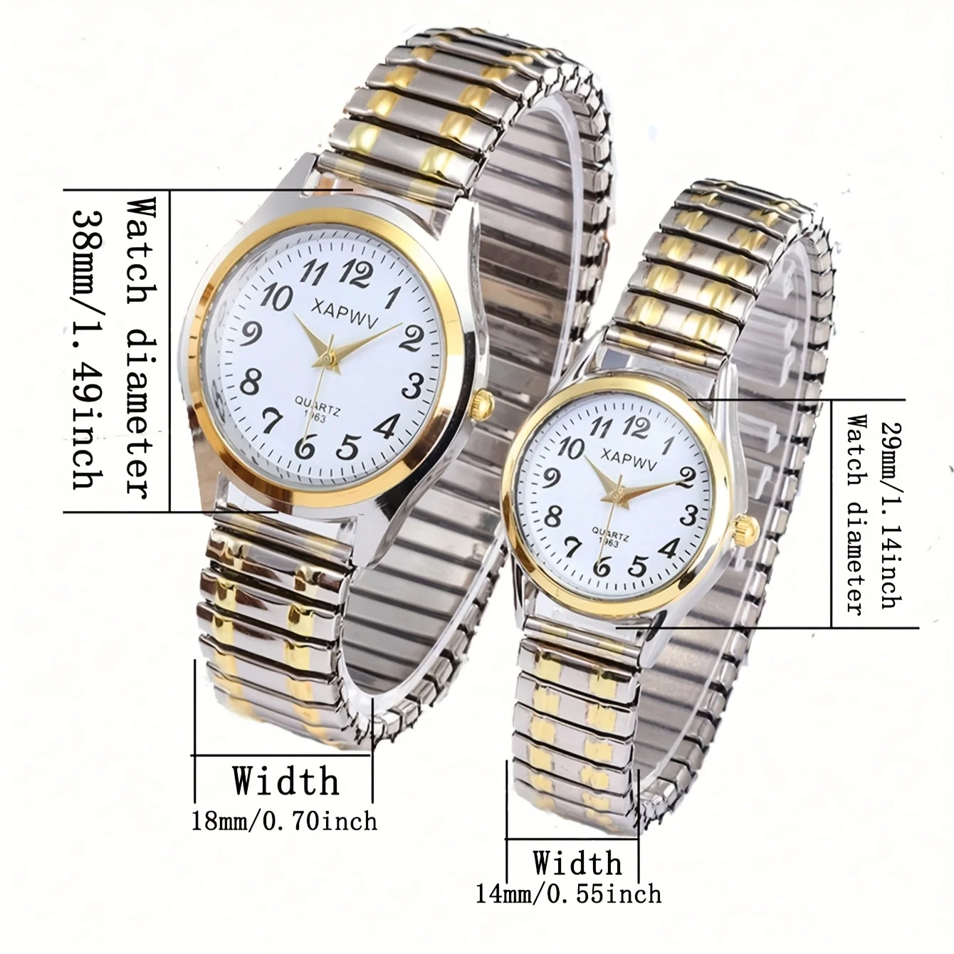 Elastic Band Quartz Couple Fashion Watch for Middle-Aged and Elderly People with Large Dial Pointer Digital Face Men's Watch for Women