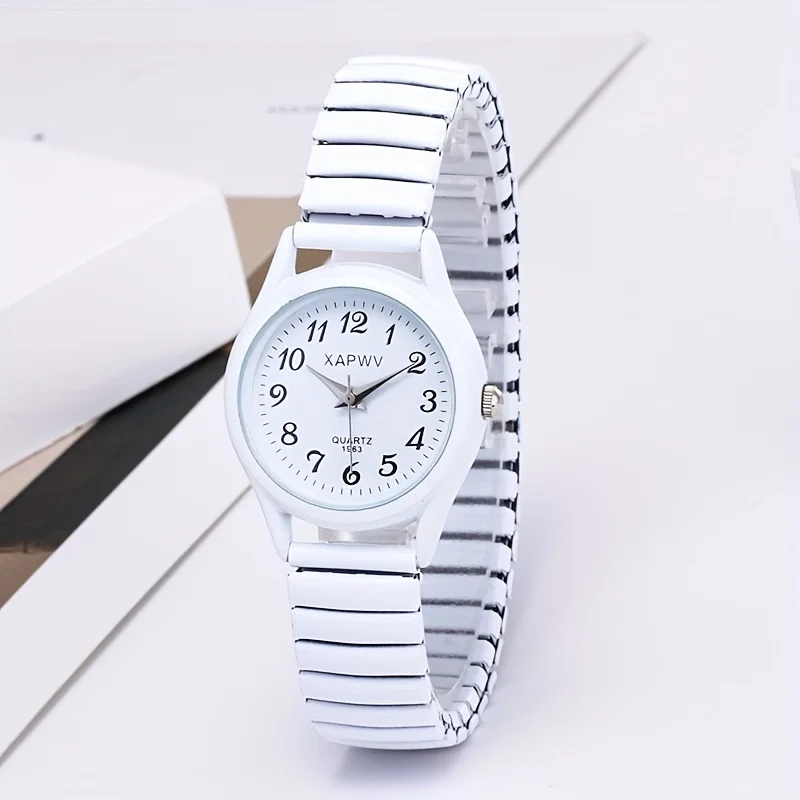 Elastic Band Quartz Couple Fashion Watch for Middle-Aged and Elderly People with Large Dial Pointer Digital Face Men's Watch for Women