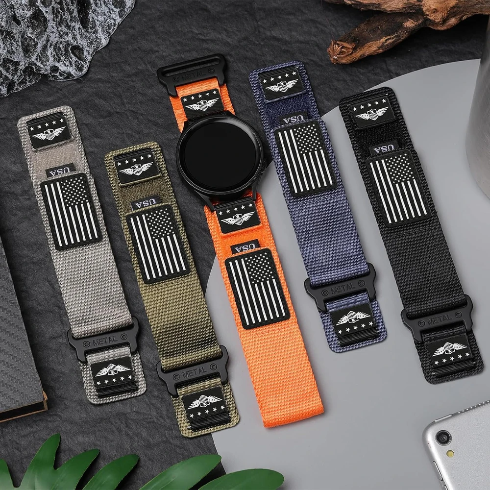 20mm 22mm Straps for Samsung Galaxy watch 6 classic/5 Pro/7/4/Gear s3 Rugged Nylon Fabric bracelet correa HUAWEI GT2e 3 4 5 Band