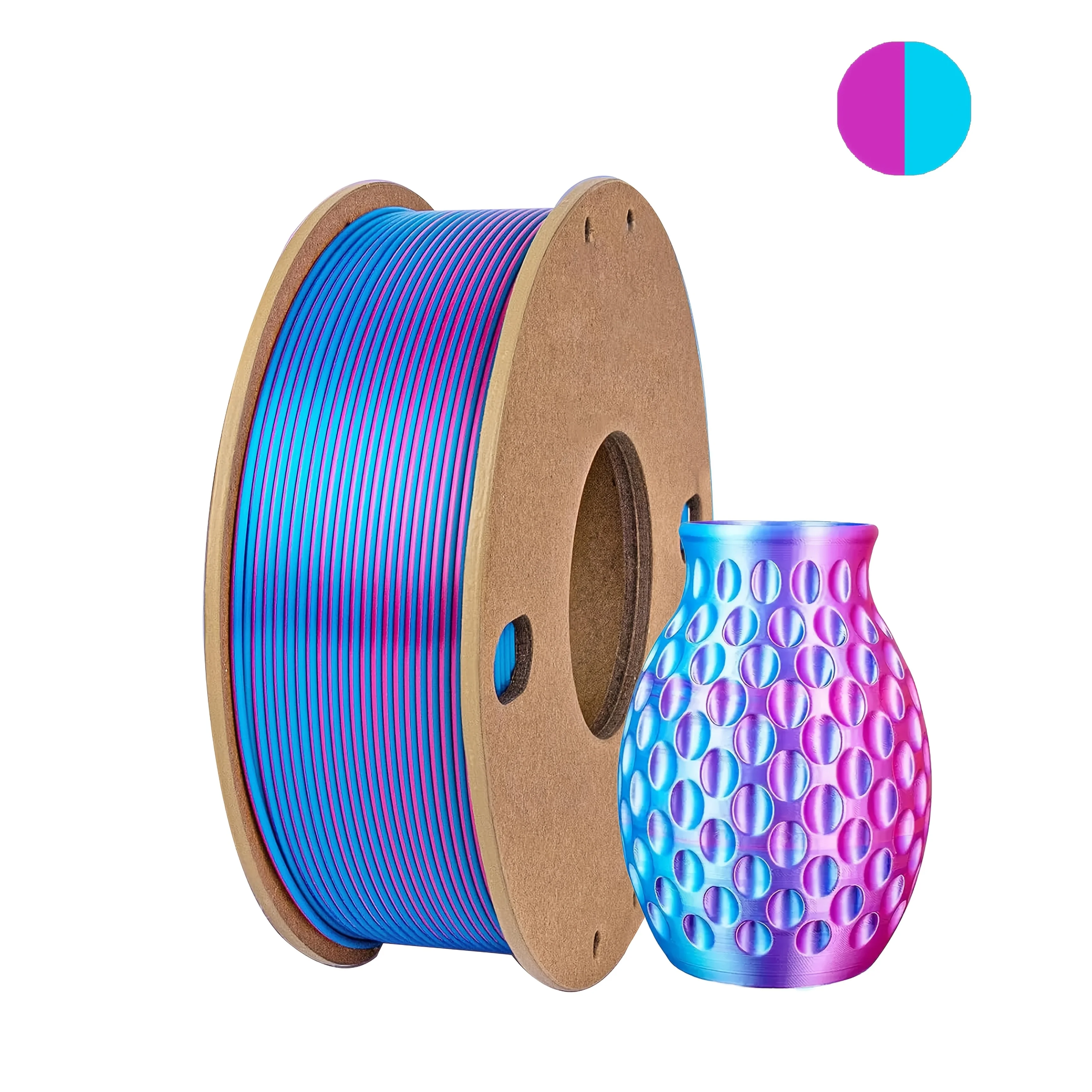 Three Color PLA Silk Filament 250g per Roll Net Weight, Suitable for FDM 3D Printers, 1.75mm Silk PLA 3D Printing Material.