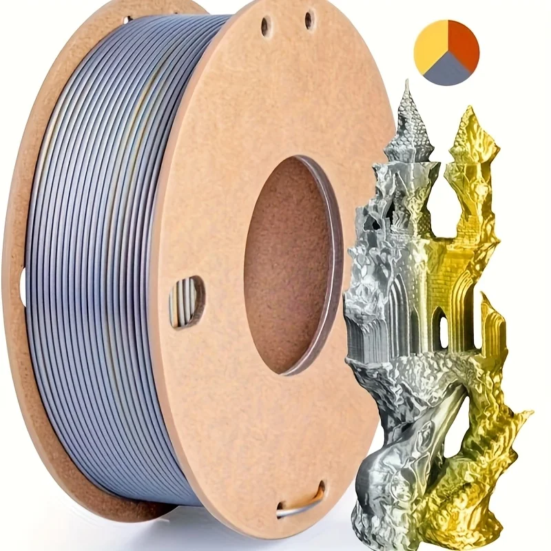 Three Color PLA Silk Filament 250g per Roll Net Weight, Suitable for FDM 3D Printers, 1.75mm Silk PLA 3D Printing Material.
