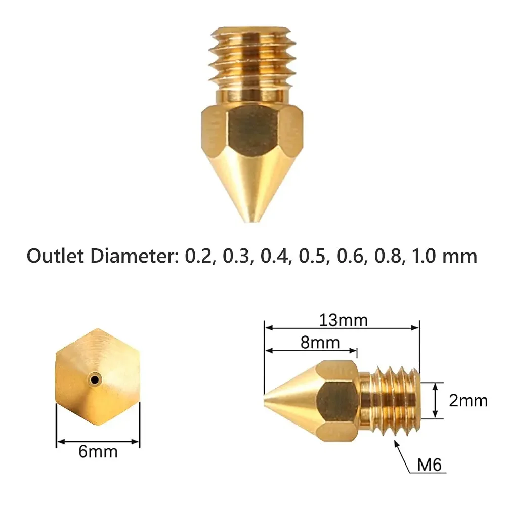 Creality 3D Printer Nozzle 0.2/0.3/0.4/0.5/0.6/0.8mm Hotend Extruder Nozzles for Ender-3 Serie/Ender 5 Serie/CR-6 SE 3D Printer