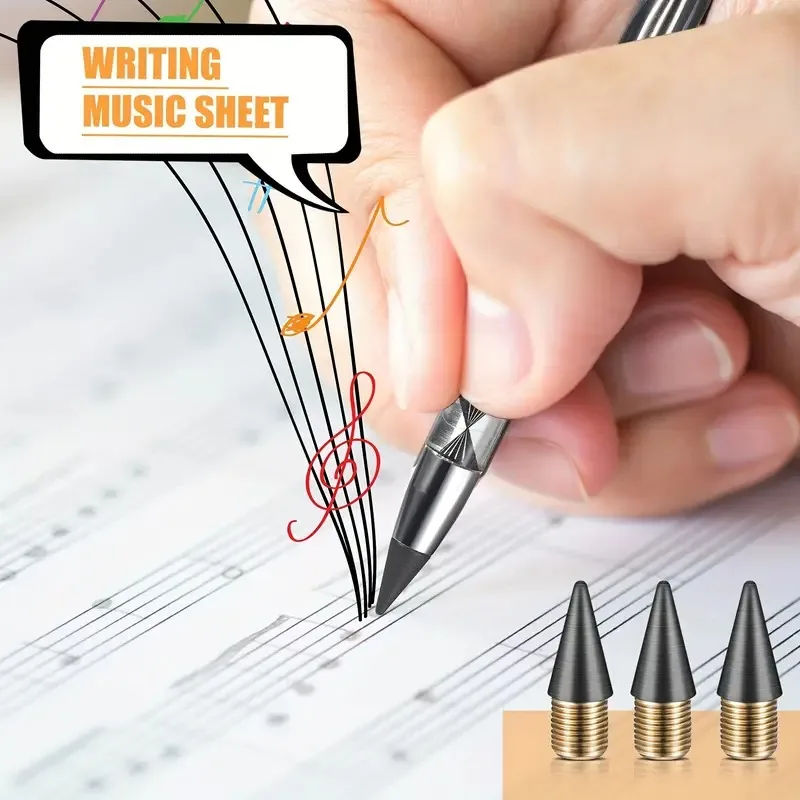12/24pcs Permanent pencil replaceable refills Infinite pencil graphite nib metal nib inkless pencil eternal replacement head
