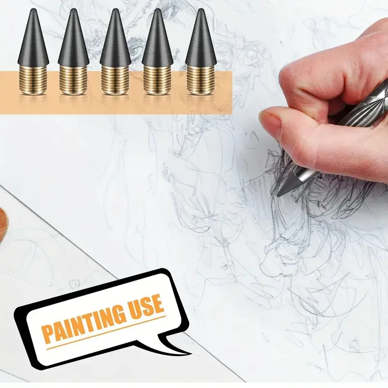 12/24pcs Permanent pencil replaceable refills Infinite pencil graphite nib metal nib inkless pencil eternal replacement head