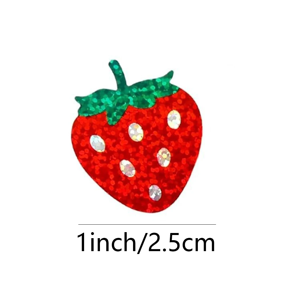 100-500pcs Red Laser Strawberry Shaped Sticker Decoration Gift Box Sticker Label Stationery scrapbook Sticker 2.5cm/1inch