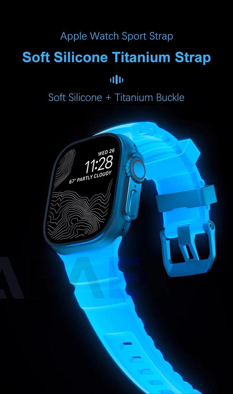Sport Band For Apple Watch Ultra 2 10 9 8 7 6 SE 5 Silicone Titanium Breathable Bracelet Strap For iWatch 42mm 44 45mm 46mm 49mm