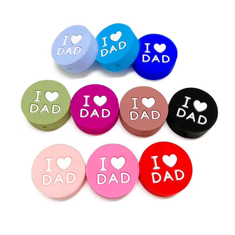 10pcs Love DAD Silicone Beads Kids Teething Toddler Toys Food Grade Silicone Teethers DIY Pacifier Toy Accessories