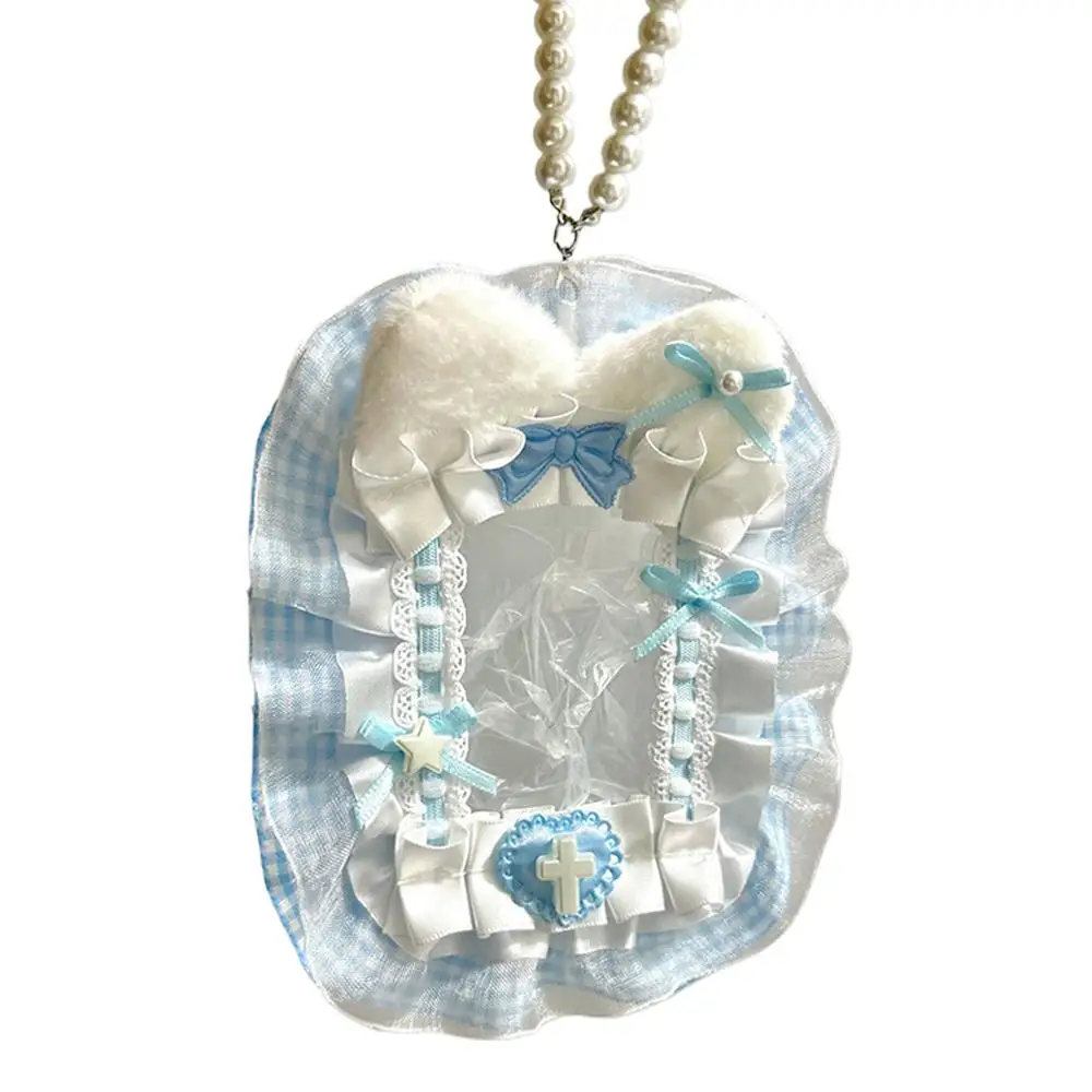 New Sweet Diy Plush Card Holder With Ribbon Bow Lolita Lace Display Anime Lace Loader Top Holder Card Photocard Idol Photo E3k8