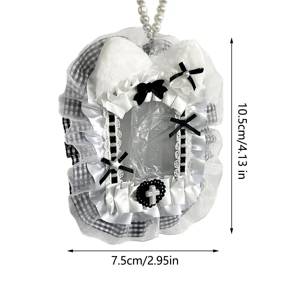 New Sweet Diy Plush Card Holder With Ribbon Bow Lolita Lace Display Anime Lace Loader Top Holder Card Photocard Idol Photo E3k8