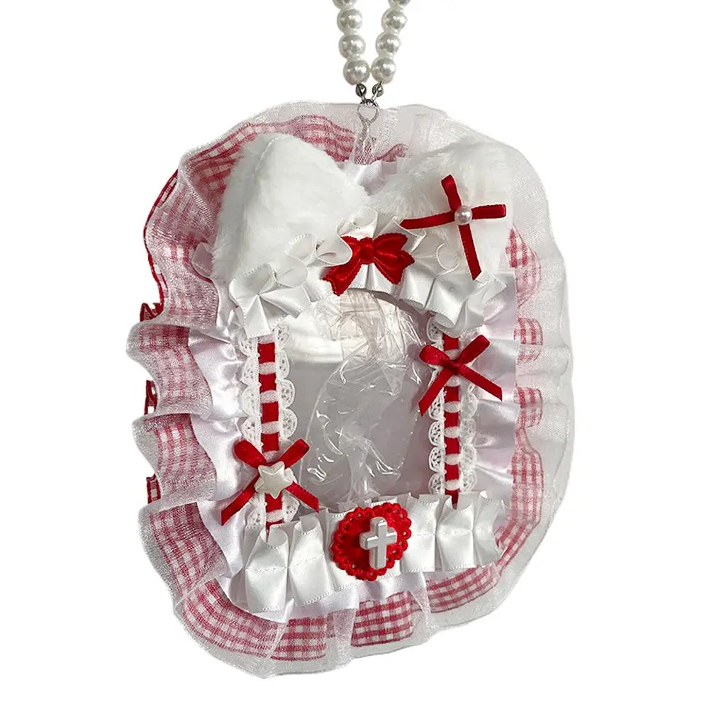 New Sweet Diy Plush Card Holder With Ribbon Bow Lolita Lace Display Anime Lace Loader Top Holder Card Photocard Idol Photo E3k8