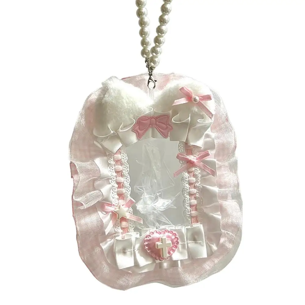 New Sweet Diy Plush Card Holder With Ribbon Bow Lolita Lace Display Anime Lace Loader Top Holder Card Photocard Idol Photo E3k8