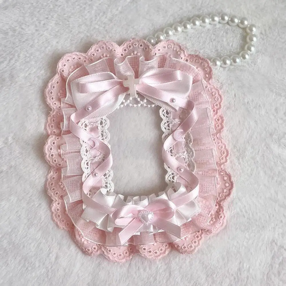 New Sweet Diy Plush Card Holder With Ribbon Bow Lolita Lace Display Anime Lace Loader Top Holder Card Photocard Idol Photo E3k8
