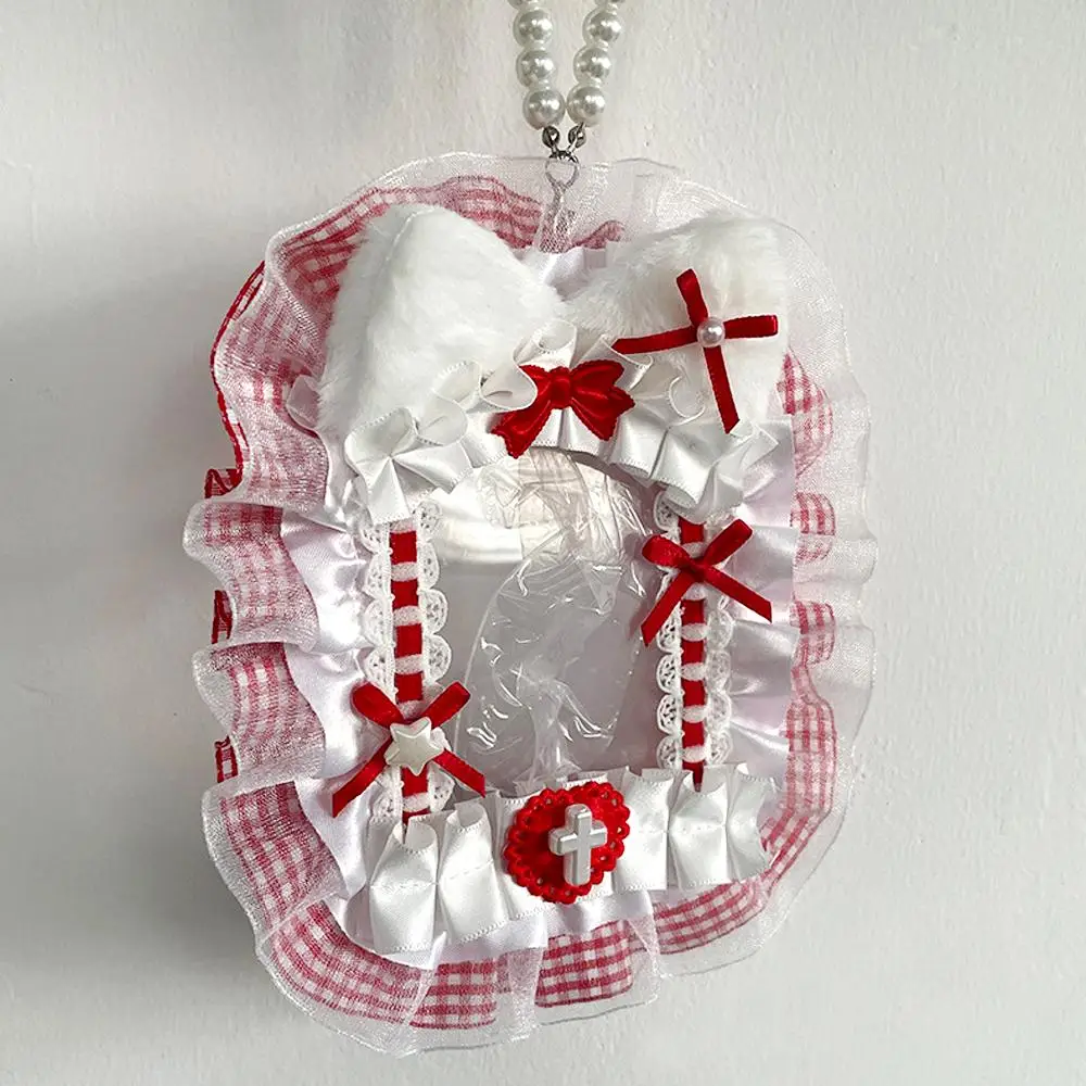 New Sweet Diy Plush Card Holder With Ribbon Bow Lolita Lace Display Anime Lace Loader Top Holder Card Photocard Idol Photo E3k8