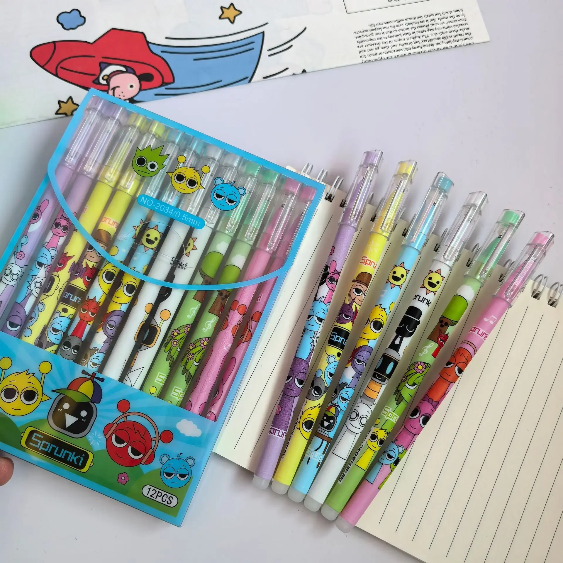 6/12/144Pcs/Box Sprunki Cartoon Erasable Pen Blue Black Ink Magic Gel Pen School Office Writing Stationery Supply Student Gift