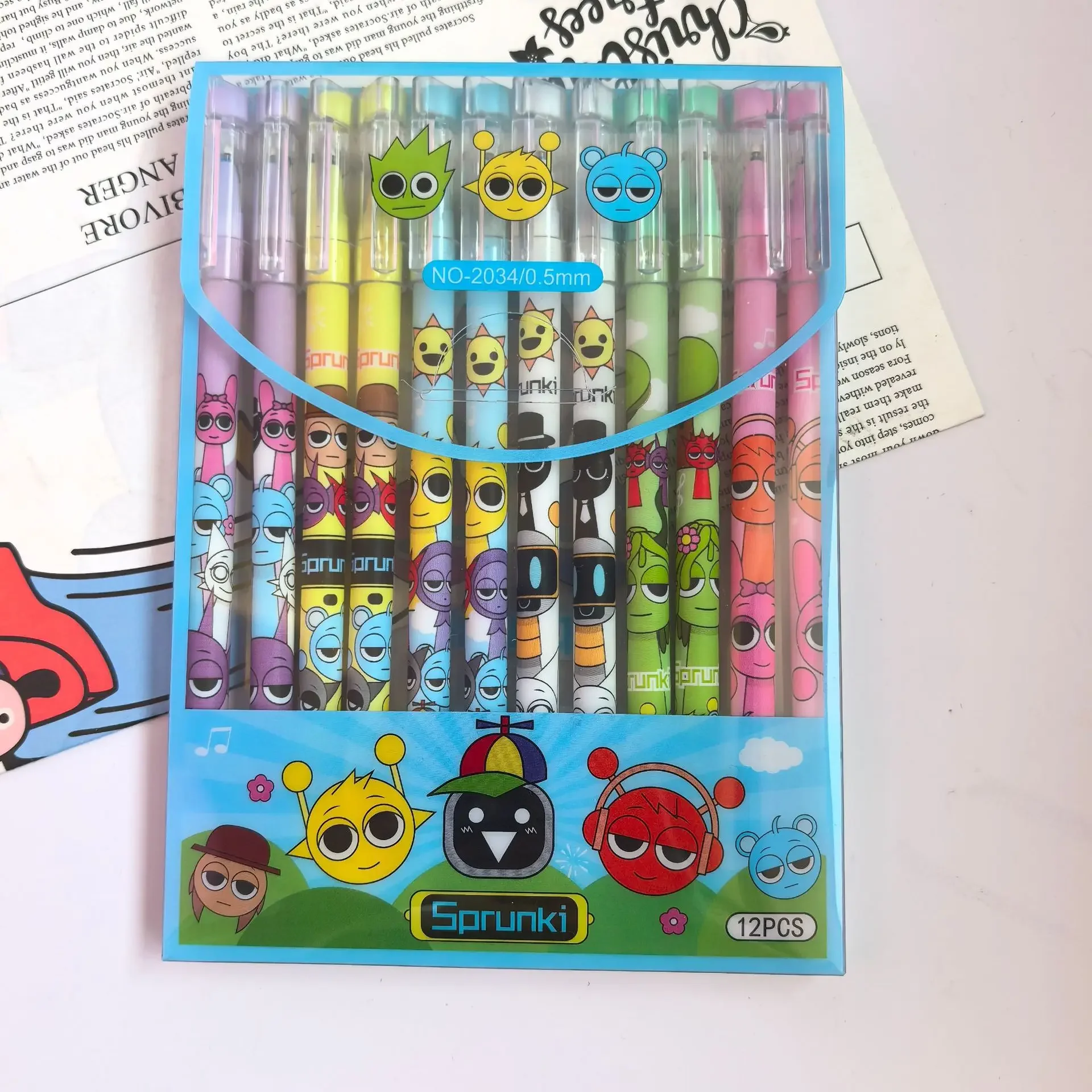 6/12/144Pcs/Box Sprunki Cartoon Erasable Pen Blue Black Ink Magic Gel Pen School Office Writing Stationery Supply Student Gift