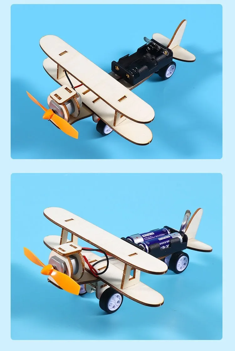 Sliding airplane model, children's Diy handcrafted assembly model, Diy 3d wooden jigsaw puzzle, educational toys, festival gifts