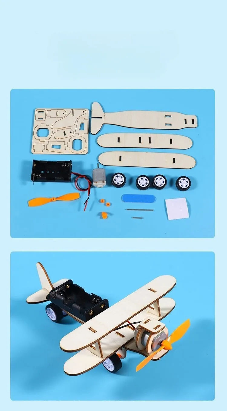 Sliding airplane model, children's Diy handcrafted assembly model, Diy 3d wooden jigsaw puzzle, educational toys, festival gifts