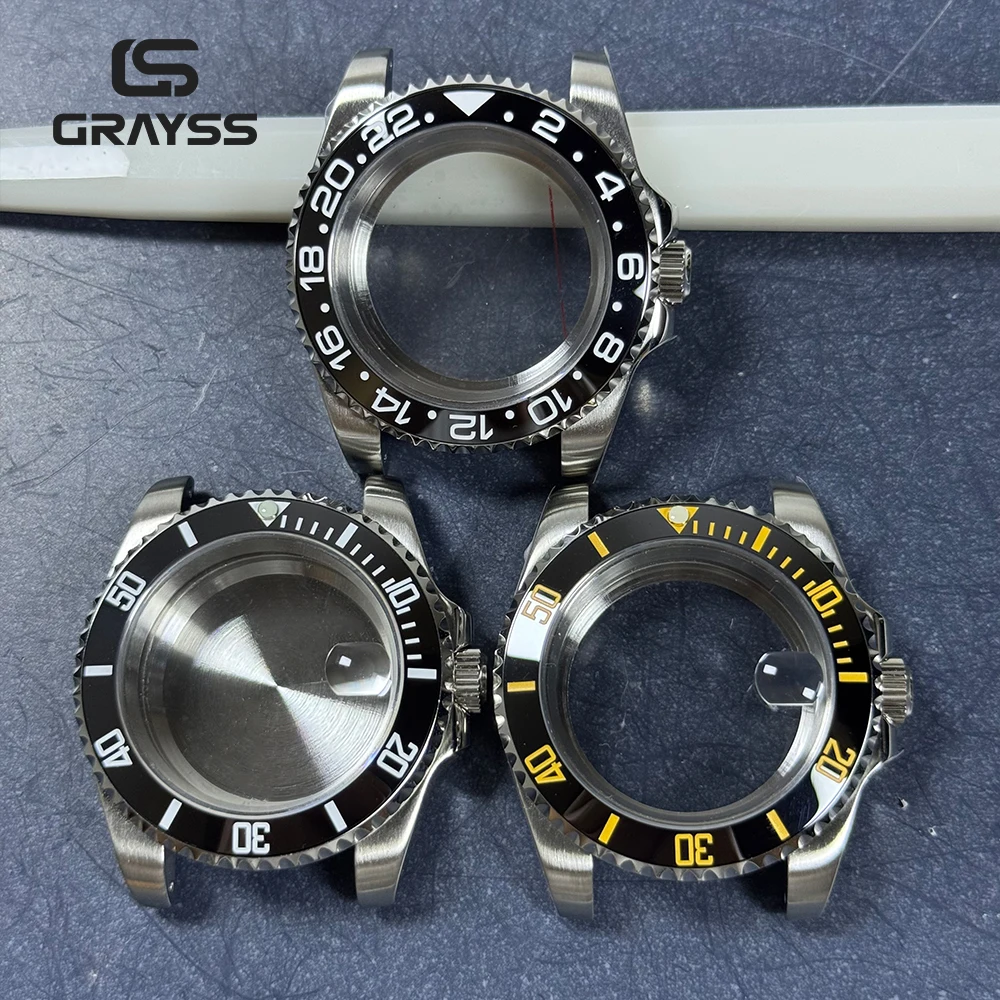 Blak Bezel 40mm Diver Waterproof For SUB NH34 NH35 NH36 Movement Sapphire Glass Watch Case Mod Glass Back 20atm Steel Bracelet