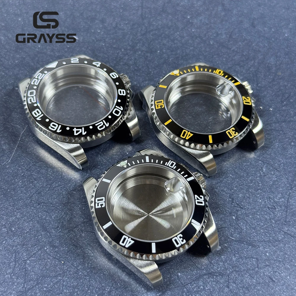 Blak Bezel 40mm Diver Waterproof For SUB NH34 NH35 NH36 Movement Sapphire Glass Watch Case Mod Glass Back 20atm Steel Bracelet