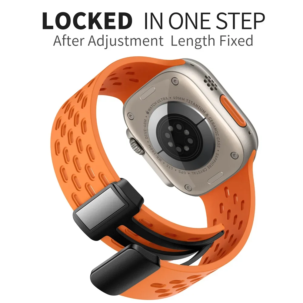 Magnetic Buckle band For Apple watch ultra 2 Strap 49mm 44mm 45mm 40mm 41mm 42 46 mm Silicone Bracelet Series 10 9 7 8 se 6 5 3