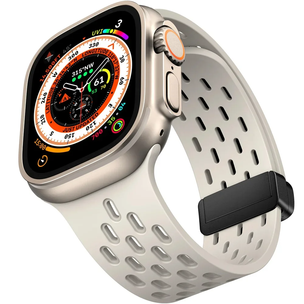 Magnetic Buckle band For Apple watch ultra 2 Strap 49mm 44mm 45mm 40mm 41mm 42 46 mm Silicone Bracelet Series 10 9 7 8 se 6 5 3