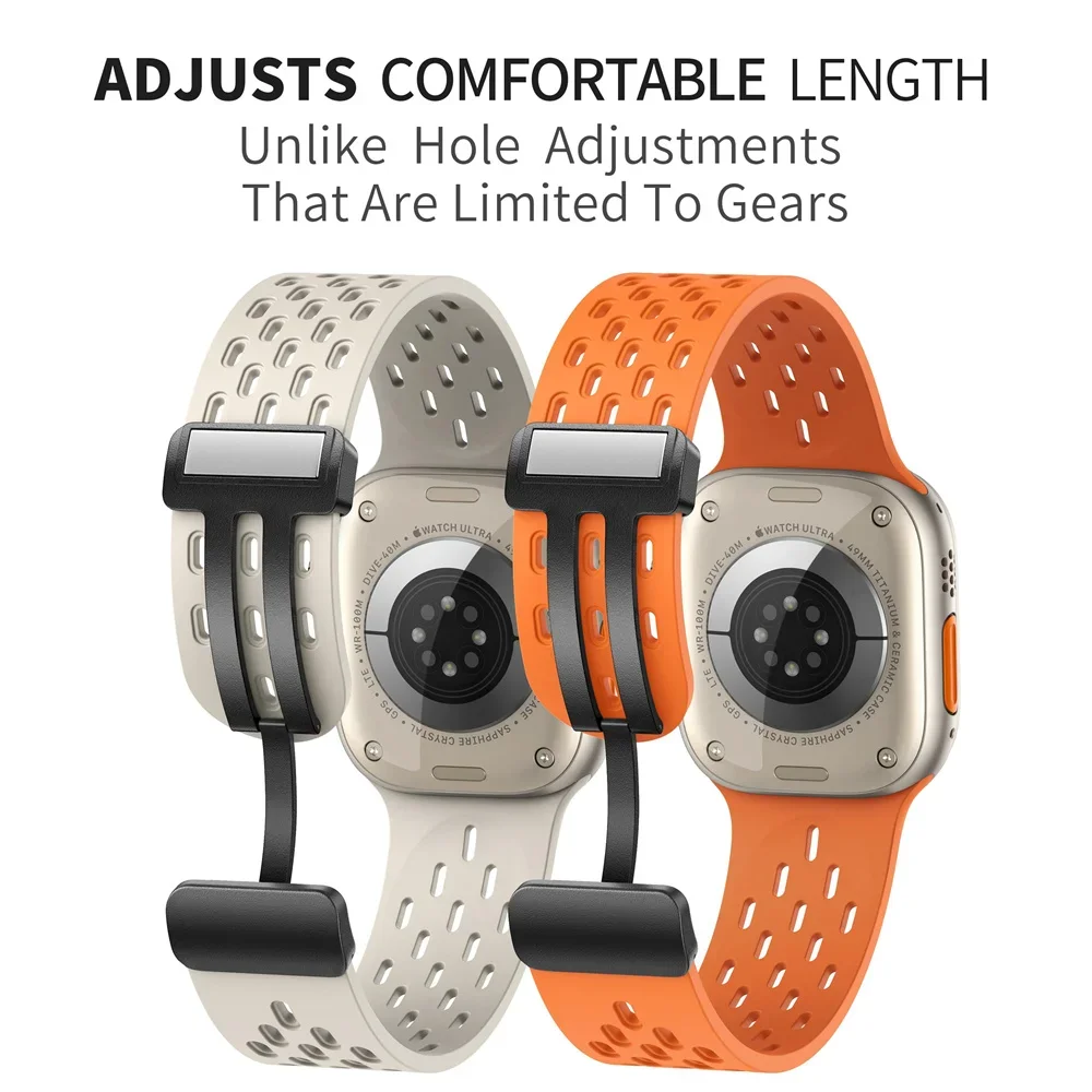 Magnetic Buckle band For Apple watch ultra 2 Strap 49mm 44mm 45mm 40mm 41mm 42 46 mm Silicone Bracelet Series 10 9 7 8 se 6 5 3