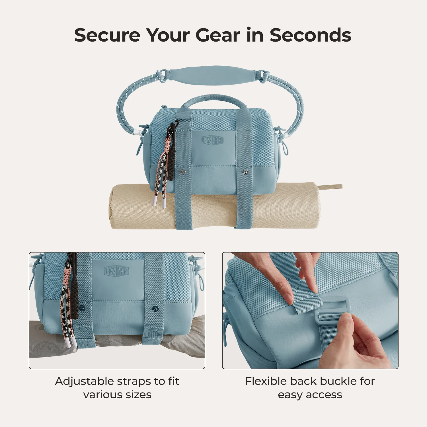 BAGSMART Boston Bag for Women Mini Duffel Shoulder Crossbody Bag Waterproof with Wet Pocket Gym Travel Daily Beach Weekender