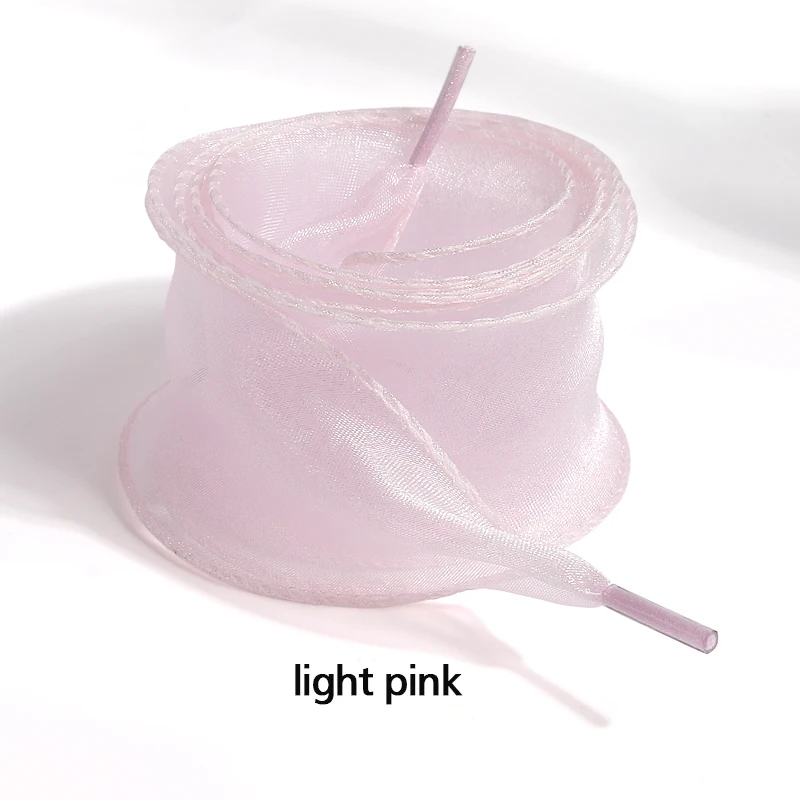 4cm Wide Fishtail Organza Shoelaces Wave Chiffen Yarn Bow Laces Beauty White Casual Sneaker DE Training Shoes Laces(1pairs)