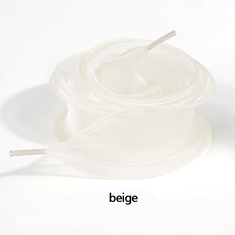 4cm Wide Fishtail Organza Shoelaces Wave Chiffen Yarn Bow Laces Beauty White Casual Sneaker DE Training Shoes Laces(1pairs)