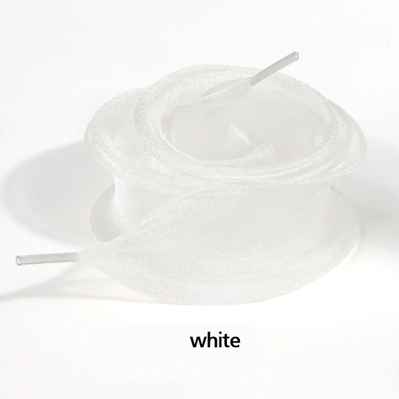 4cm Wide Fishtail Organza Shoelaces Wave Chiffen Yarn Bow Laces Beauty White Casual Sneaker DE Training Shoes Laces(1pairs)