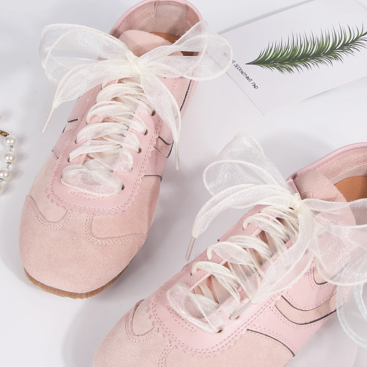 4cm Wide Fishtail Organza Shoelaces Wave Chiffen Yarn Bow Laces Beauty White Casual Sneaker DE Training Shoes Laces(1pairs)