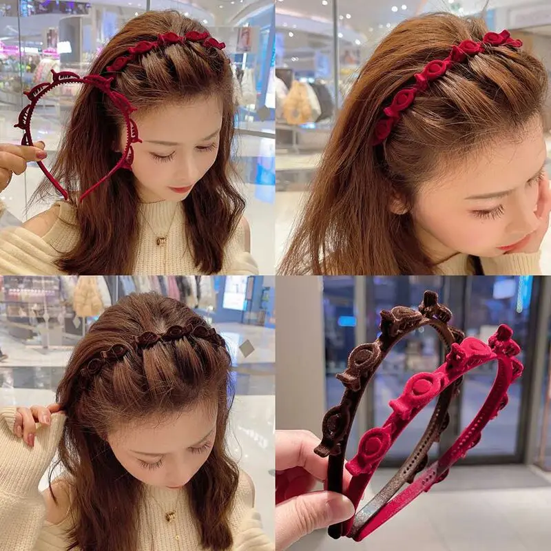 1/3 Pcs Flocking Braided Headband for Women Simple Broken Hair Band Fashion Girls Face Washing Hair Hoop Hair Accessories