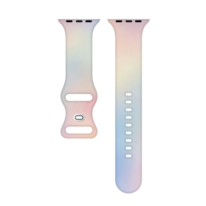 Fashion Aurora Silicone Strap for Apple Watch Ultra 49mm Band 45 44 38 40 41 46 42mm Bracelet iWatch Series 12 11 10 9 8 7 6 5 4