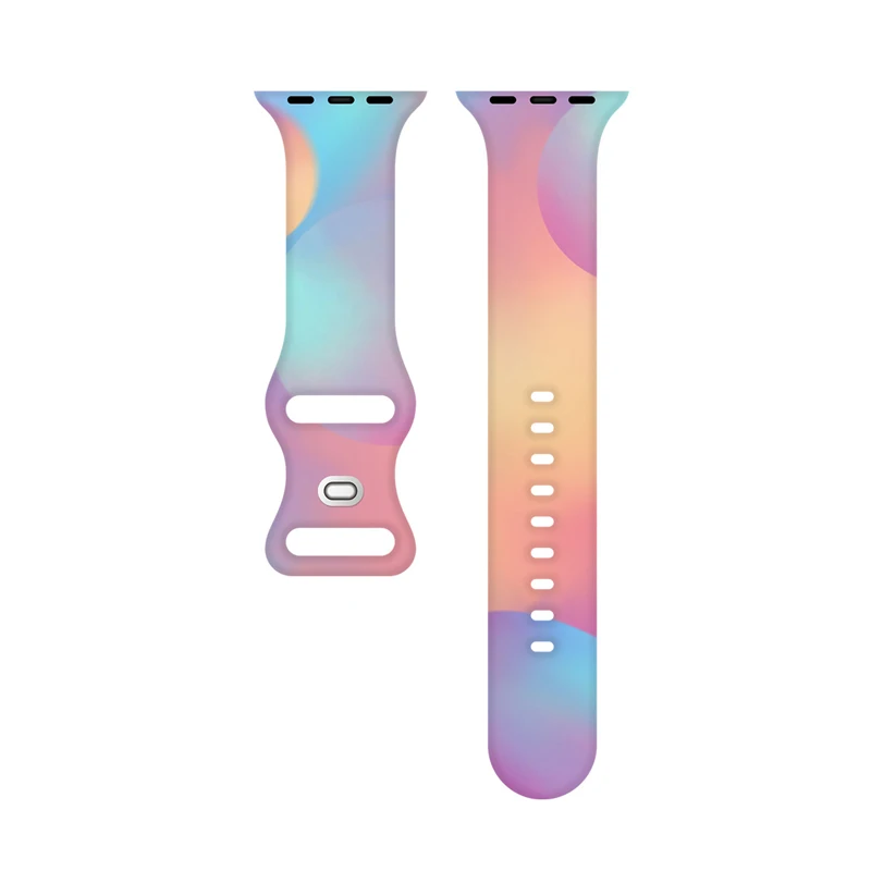Fashion Aurora Silicone Strap for Apple Watch Ultra 49mm Band 45 44 38 40 41 46 42mm Bracelet iWatch Series 12 11 10 9 8 7 6 5 4