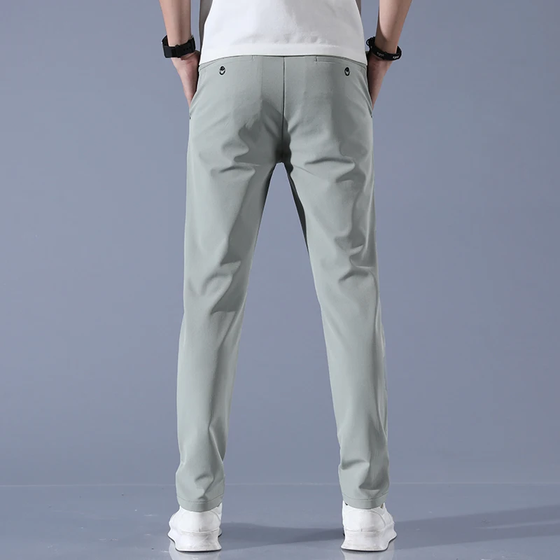 2026 Spring Summer Men's Ice Silk Golf Casual Slim Straight Thin Trousers Male Fashion Stretch Breathable Jogging 28-38