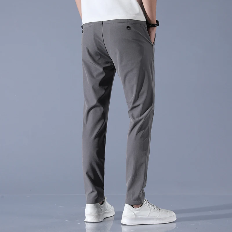 2026 Spring Summer Men's Ice Silk Golf Casual Slim Straight Thin Trousers Male Fashion Stretch Breathable Jogging 28-38