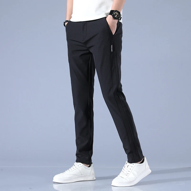 2026 Spring Summer Men's Ice Silk Golf Casual Slim Straight Thin Trousers Male Fashion Stretch Breathable Jogging 28-38