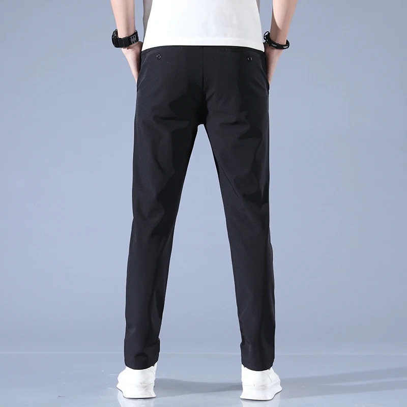 2026 Spring Summer Men's Ice Silk Golf Casual Slim Straight Thin Trousers Male Fashion Stretch Breathable Jogging 28-38