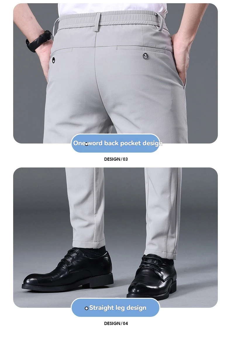 2026 Spring Summer Men's Ice Silk Golf Casual Slim Straight Thin Trousers Male Fashion Stretch Breathable Jogging 28-38