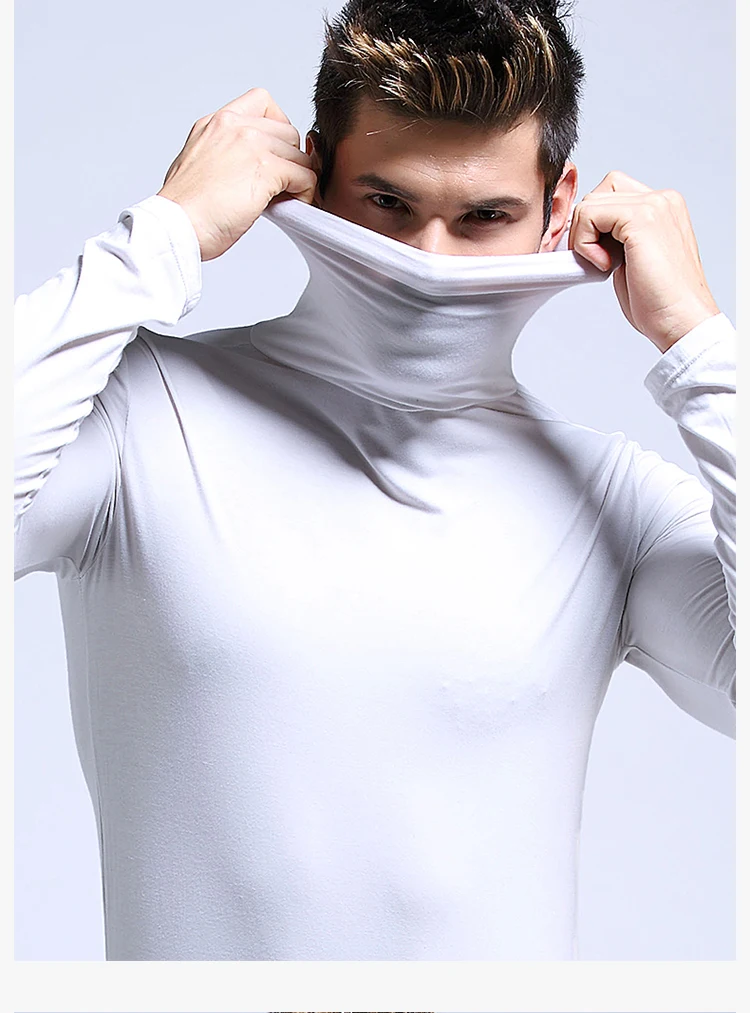 Men's thermal underwear in turtleneck lapel autumn thin Modal autumn and winter long-sleeved base shirt single slim-fit top