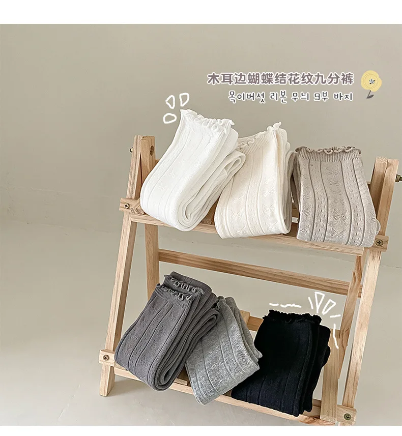 Spring Warm Girls Pants Solid Color Cotton Baby Leggings Lace Flower Skinny Pants Girl Leggings Children Trousers